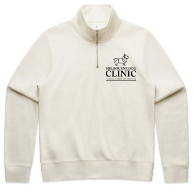 Women's Half Zip Ecru with black logo Thumbnail