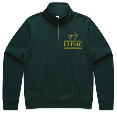 Women's Half Zip Pine Green with gold logo Thumbnail